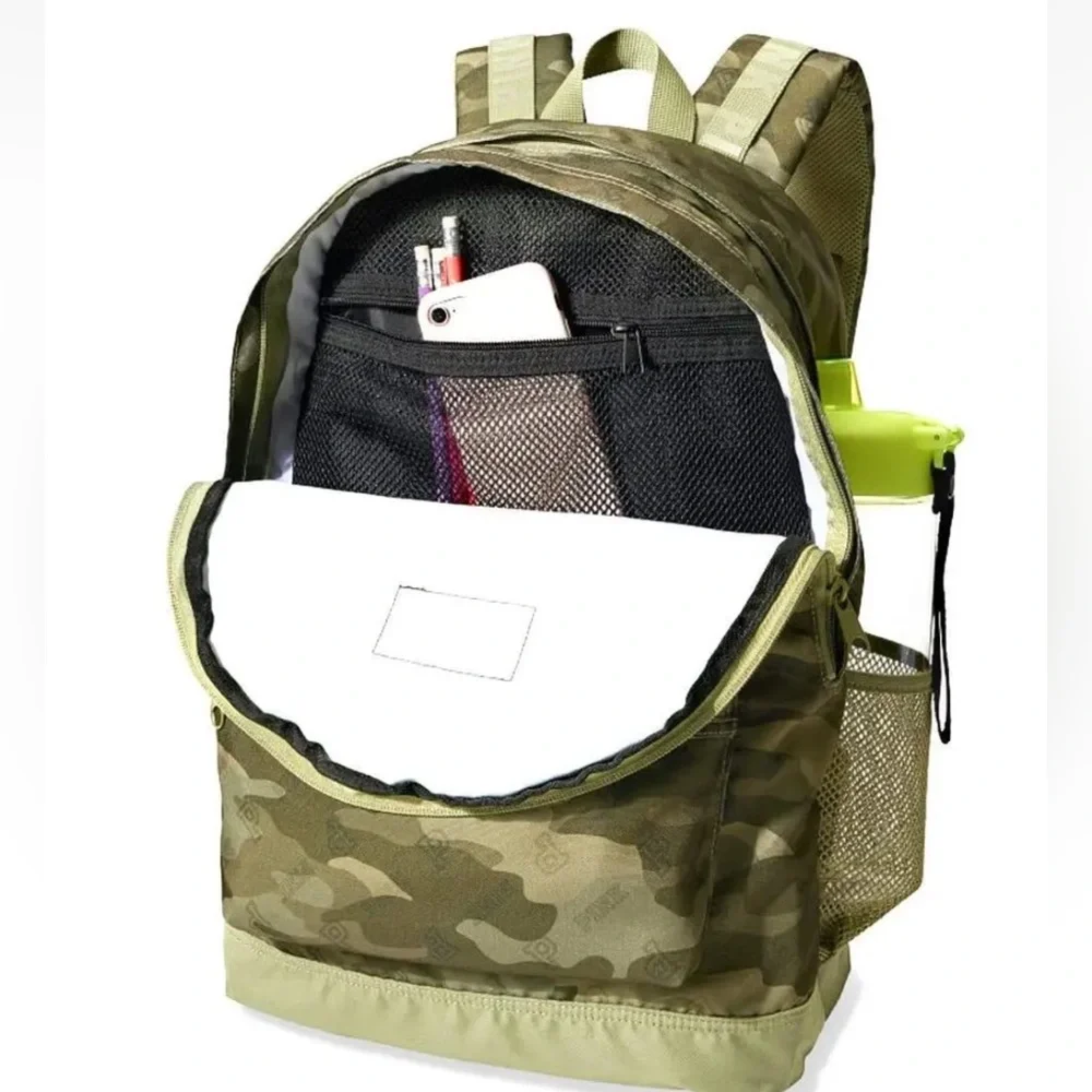 VS VICTORIAS SECRET PINK CAMPUS BACKPACK TOTE TRAVEL BAG CAMO GREEN